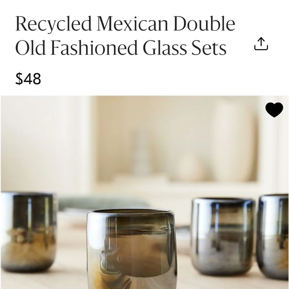 West Elm,Recycled Mexican Old Fashioned Glass Set, see pictures,description